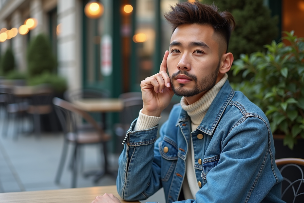 Femme élégante assise dans un café en ville