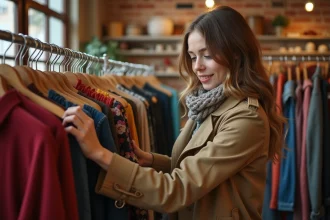 Jeune femme dans une boutique vintage à Strasbourg