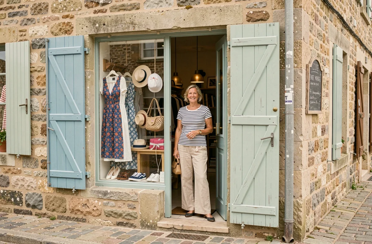 Devanture colorée de la boutique Le Bazar Parisien à Cancale avec vitrine éclectique mode et accessoires bretons